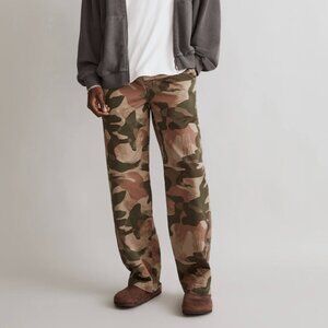 Madewell Men's Oversized Chino Pants Green/Brown Abstract Camo Size 29 Inseam 31